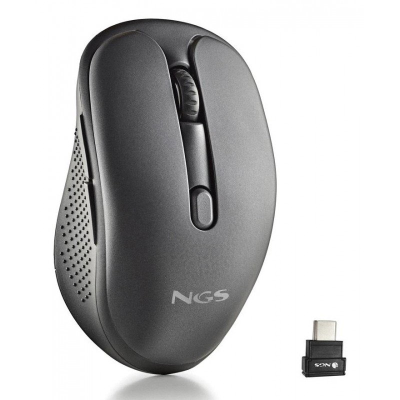 Ratón Inalámbrico NGS Evo Jot silencioso - Batería recargable - Hasta 1600 DPI - Negro EVOJOT