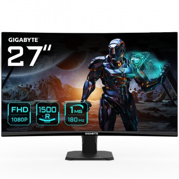 GIGABYTE Monitor de juego curvo GS27FC 27" FHD - 1920 x 1080 - 27" Full HD - LCD - Negro - 180Hz 20VM0-GS27FCBM-1EKR