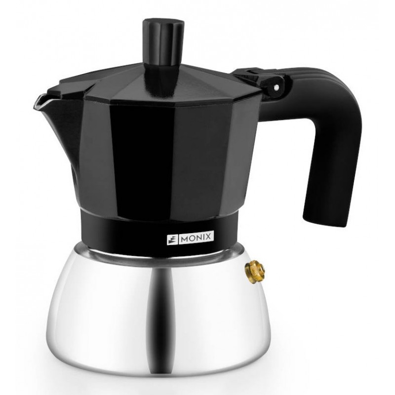 Cafetera Italiana Monix Induction Inox M863003 - 3 Tazas - Negra