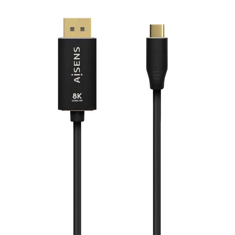 AISENS Cable Conversor Aluminio USB-C a Displayport 8K@60Hz, USB-C M-DP M, Negro, 1.8M A109-0687