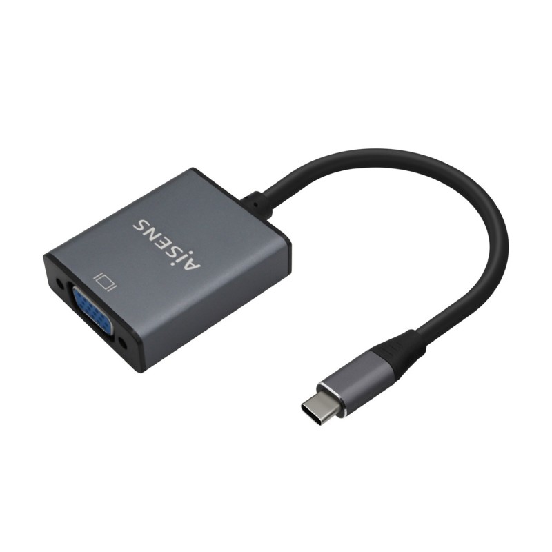 AISENS Conversor Aluminio USB-C a VGA, USB-C M-HDB15 H, Gris, 15cm A109-0691