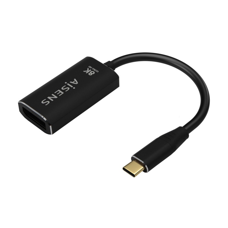 AISENS Conversor Aluminio USB-C a Displayport 8K@60Hz, USB-C M-DP H, Negro, 15cm A109-0690