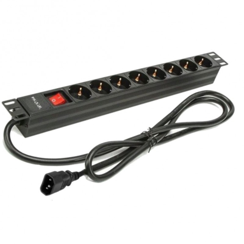 Phasak Regleta 19" 8 tomas SFO C14 con interruptor 2 m - BNS 3535
