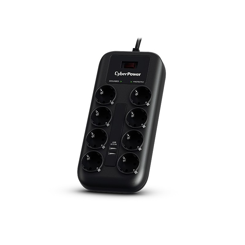 CyberPower P0820SUF0-DE limitador de tensión Negro 8 salidas AC 200 - 250 V 1,8 m