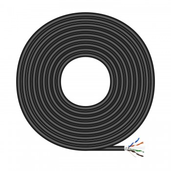 AISENS Cable de Red Exterior Impermeable RJ45 Cat.6 FTP Rigido AWG24, Negro, 305M A135-0674