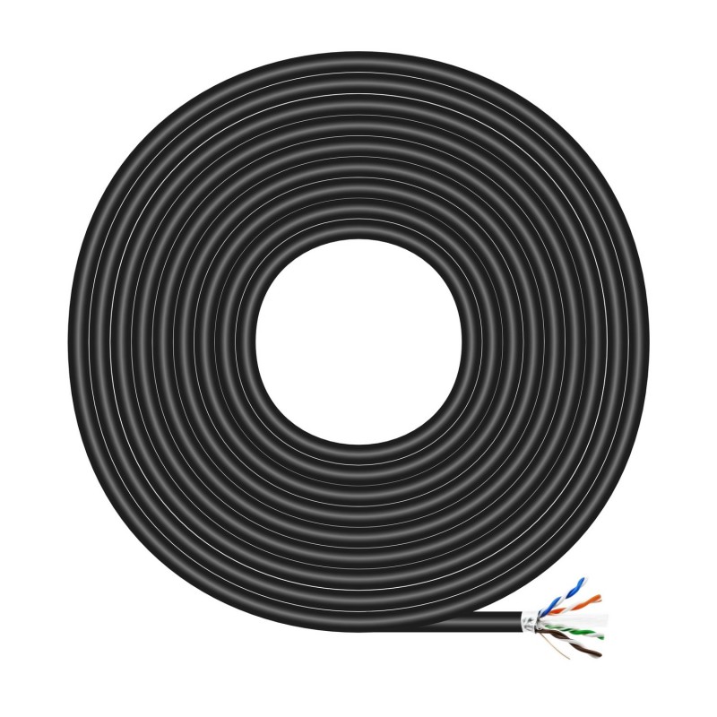 AISENS Cable de Red Exterior Impermeable RJ45 Cat.6 FTP Rigido AWG24, Negro, 100M A135-0673