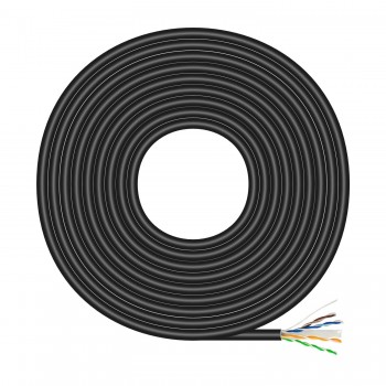 AISENS Cable de Red Exterior Impermeable RJ45 Cat.6 UTP Rígido CCA AWG23, Negro, 100M A135-0675