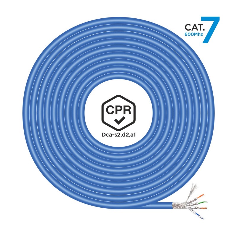 AISENS Cable de Red RJ45 LSZH CPR Dca CAT.7 600 MHZ S FTP AWG23, Azul, 100 m A146-0664