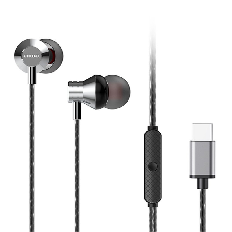 Auriculares Intrauditivos Aiwa ESTM-50USB-C SL - con Micrófono - USB Tipo-C - Plata