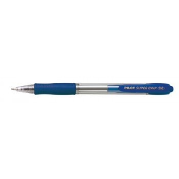 Caja de Bolígrafos de Tinta de Aceite Retráctil Pilot Super Grip M - 12 unidades - Azules NSGA