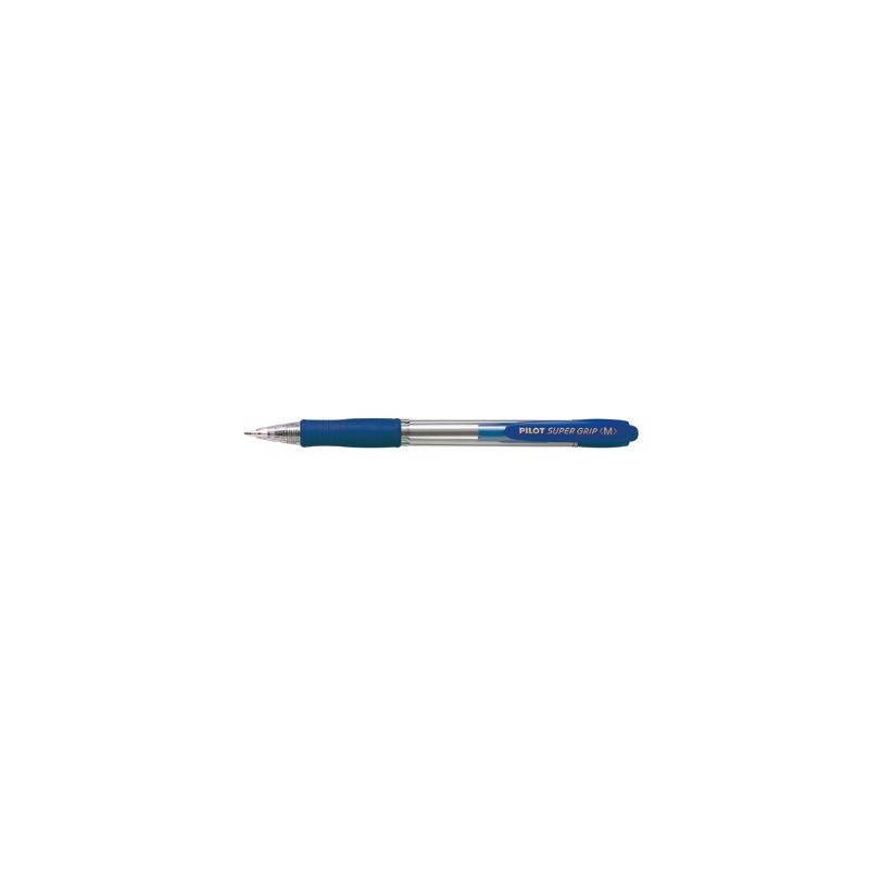 Caja de Bolígrafos de Tinta de Aceite Retráctil Pilot Super Grip M - 12 unidades - Azules NSGA
