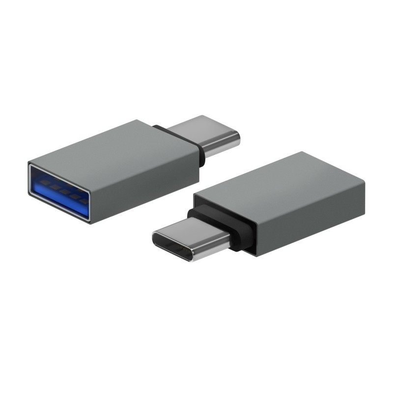 AISENS Mini Adaptador Aluminio USB 3.2 Gen1 3A, Tipo USB-C M-A H, Gris A108-0718