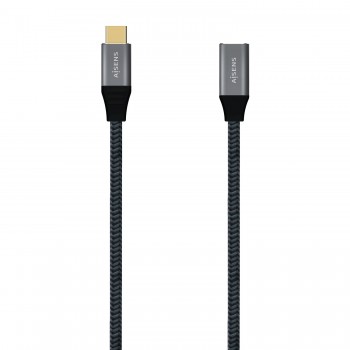 AISENS Cable USB 3.2 Gen2X2 Aluminio 20Gbps 5A 100W, Tipo USB-C M-USB-C H, Gris, 1.0M A107-0635