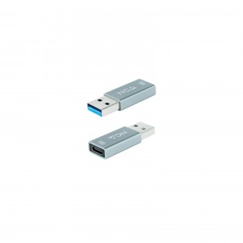 Nanocable Adaptador USB-A 3.1 GEN2 a USB-C, USB-A M-USB-C H, Gris 10.02.0013