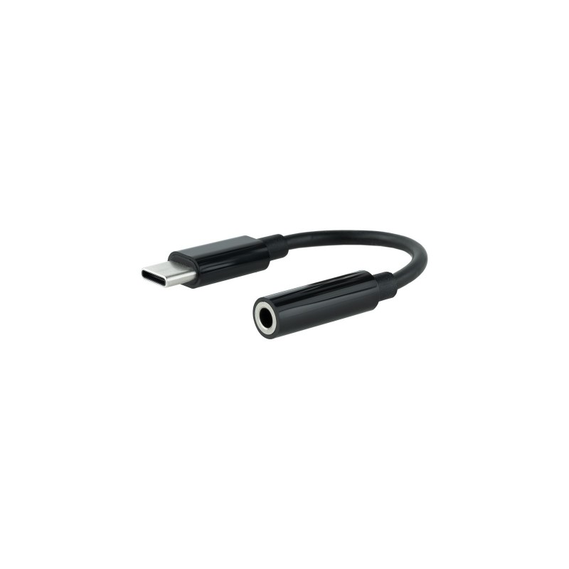 Nanocable Cable Adaptador Audio USB-C M a Jack 3.5 H, 11 cm, Negro 10.24.1205