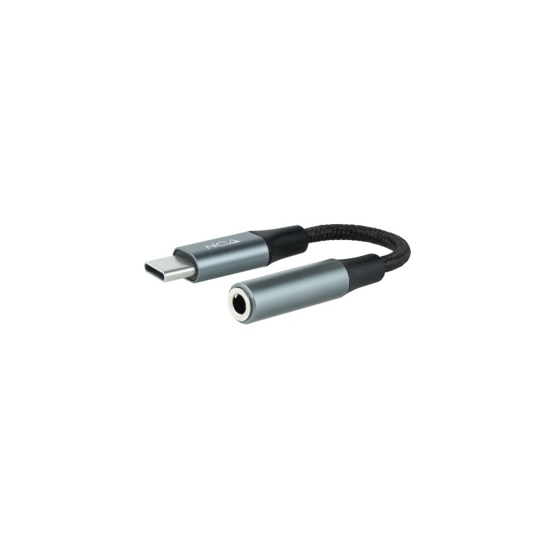 Nanocable Cable Adaptador Audio USB-C M a Jack 3.5 H, 11 cm, Negro Gris 10.24.1204