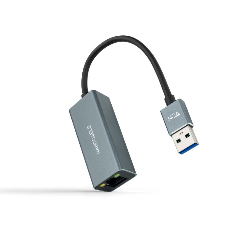 Nanocable Conversor USB 3.0 a Ethernet Gigabit 10 100 1000 Mbps, Aluminio, Gris, 15 cm 10.03.0405