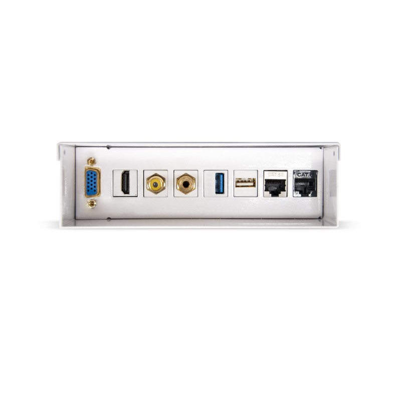 Nanocable Caja de conexiones multimedia de pared VGA HDMI JACK3.5 RCA 2xUSB 2xRJ45, Blanco 10.35.0003