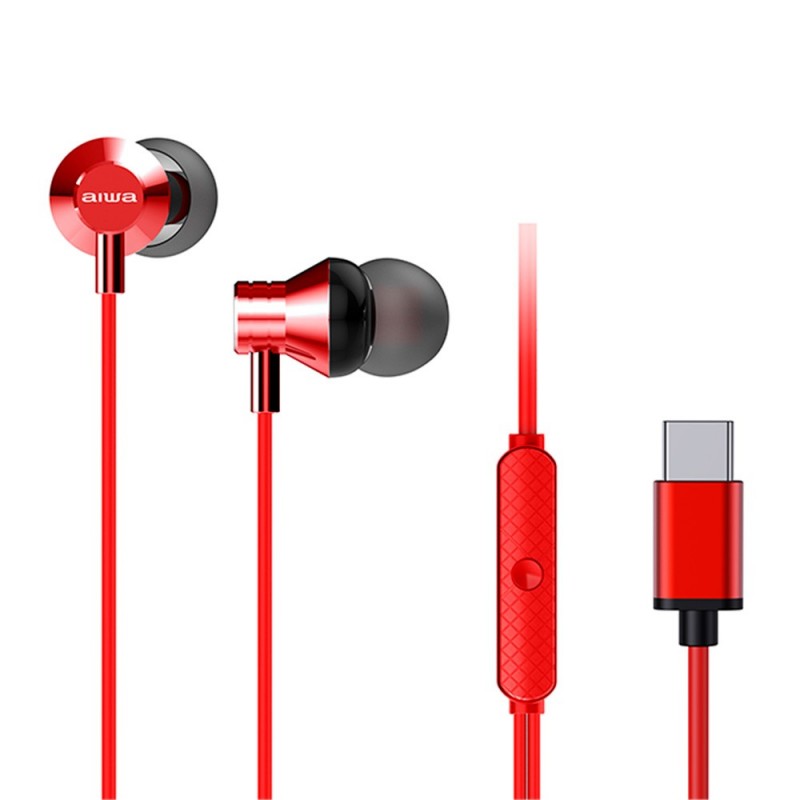 Auriculares Intrauditivos Aiwa ESTM-50USB-C RD - con Micrófono - USB Tipo-C - Rojo