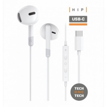 Auriculares Intrauditivos Tech One Tech ear con Micrófono - USB Tipo-C - Blancos TEC1301