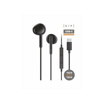 Auriculares Intrauditivos Tech One con Micrófono - USB Tipo-C - Negros TEC1302