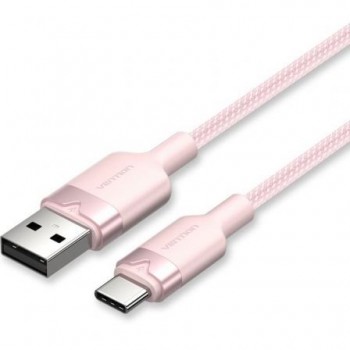 Cable USB 2.0 Tipo-C Vention CTNPF - USB Tipo-C Macho - USB Macho - Hasta 60W - 480Mbps - 1m - Rosa
