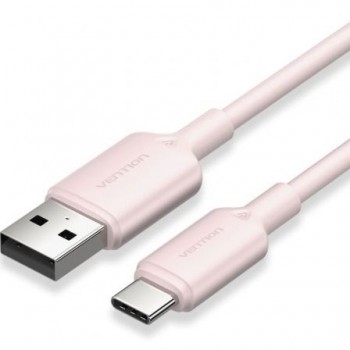 Cable USB 2.0 Tipo-C Vention CTQPH - USB Tipo-C Macho - USB Macho - Hasta 60W - 480Mbps - 2m - Rosa