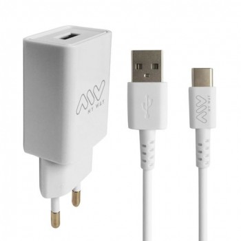 Cargador de Pared Myway MYWEPAK0002 - 1xUSB   Cable USB Tipo-C - 15W
