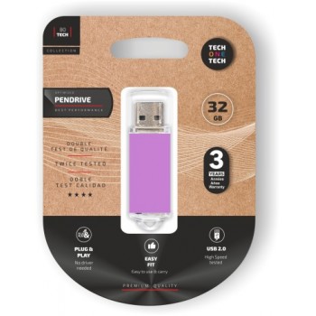 Pendrive 32GB Tech One Tech Basic USB 2.0 - Purpura Claro TEC3009-32