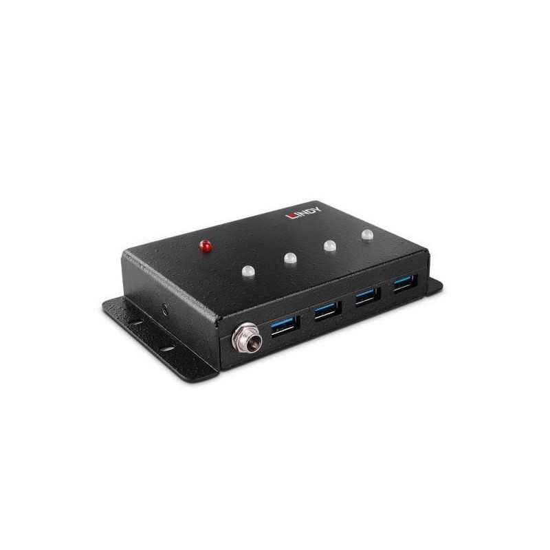 Lindy 43374 hub de interfaz USB 3.2 Gen 1 (3.1 Gen 1) Type-B 5000 Mbit s Negro