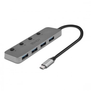 Lindy 43383 hub de interfaz USB 3.2 Gen 1 (3.1 Gen 1) Type-C 5000 Mbit s Gris