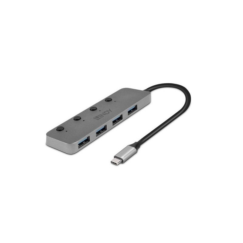 Lindy 43383 hub de interfaz USB 3.2 Gen 1 (3.1 Gen 1) Type-C 5000 Mbit s Gris
