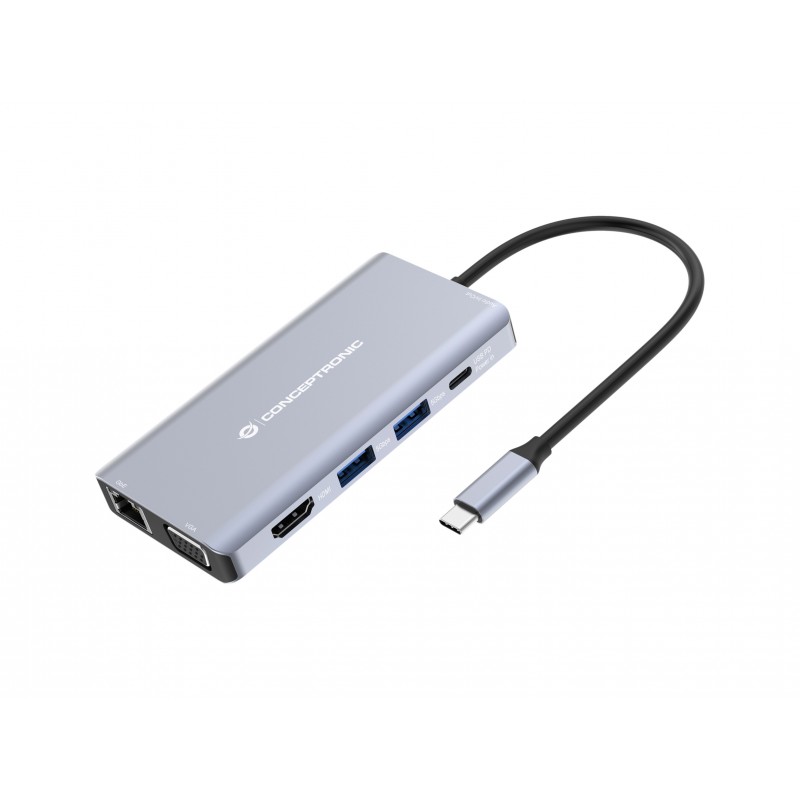 Conceptronic DONN20G base para portátil y replicador de puertos Alámbrico USB 3.2 Gen 1 (3.1 Gen 1) 