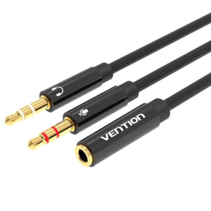 Vention Cable Estéreo BBTBY  2x Jack 3.5 Macho - Jack 3.5 Hembra  30cm  Negro