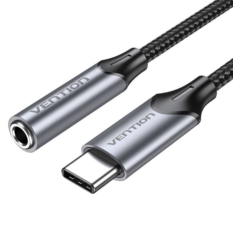 Vention Adaptador Audio BGMHA  Jack 3.5 Hembra - USB Tipo-C Macho  10cm  Gris