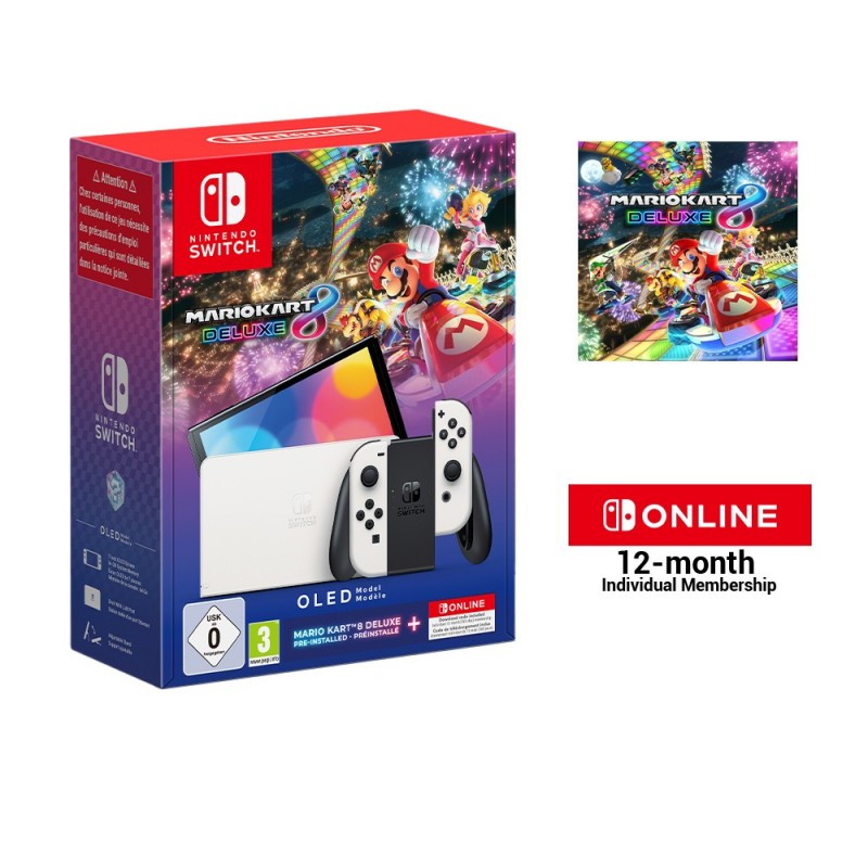 Nintendo Switch OLED + Mario Kart 8 Deluxe + Switch Online 12 Meses - Blanco SWITCH OLED MARIO KD