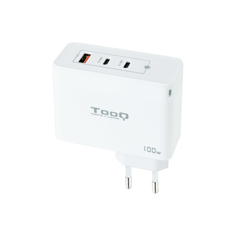 TooQ Cargador de Pared GaN 2xUSB-C PD + USB-A QC 100W, Blanco TQWC-GANQC2PD100W