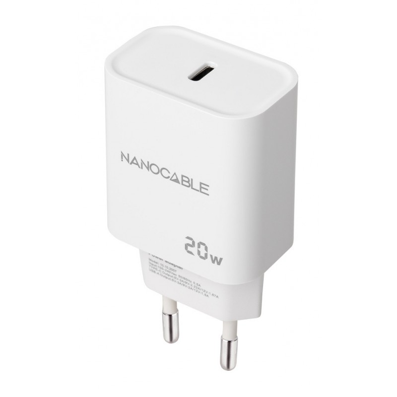 Nanocable Cargador USB-C PD 20W, Blanco 10.10.2005