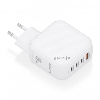 AISENS Cargador GaN 100W, 3xUSB-C PD3.0 QC4.0, 1xUSB-A QC3.0, Blanco ASCH-100W4P028-W