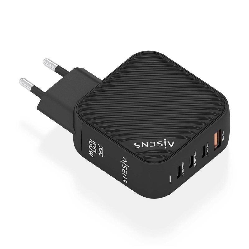 AISENS Cargador GaN 100W, 3xUSB-C PD3.0 QC4.0, 1xUSB-A QC3.0, Negro ASCH-100W4P029-BK