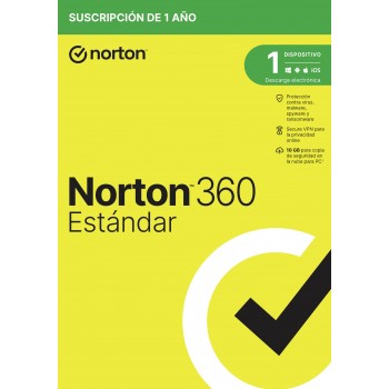 Norton 360 Standard Seguridad de antivirus Base Español 1 licencia(s) 1 año(s) 21433183
