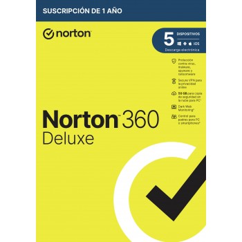 Norton 360 Deluxe Seguridad de antivirus Base Español 1 licencia(s) 1 año(s) 21433201