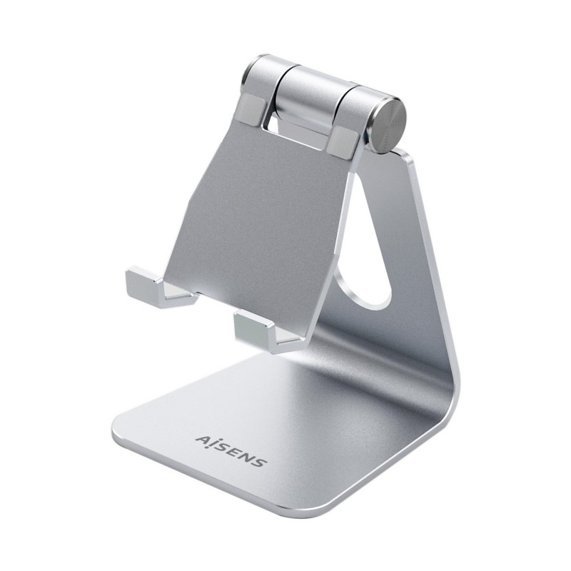 AISENS Soporte De Sobremesa Tamaño M Ajustable (1 Pivote) Para Movil   Tablet, Plata MS1PM-081