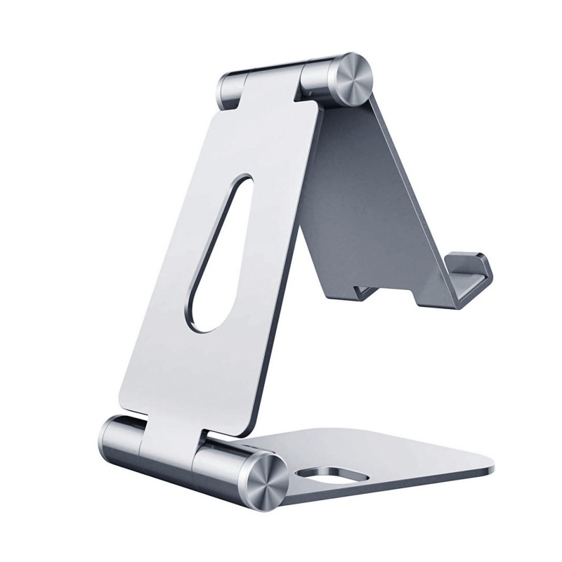 AISENS Soporte De Sobremesa Tamaño M Ajustable (2 Pivotes) Para Movil   Tablet, Plata MS2PM-086