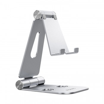 AISENS Soporte De Sobremesa Tamaño XL Ajustable (2 Pivotes) Para Movil   Tablet, Plata MS2PXL-092