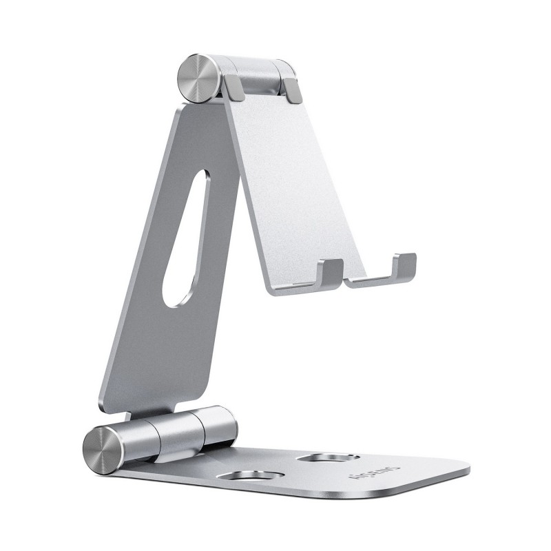 AISENS Soporte De Sobremesa Tamaño XL Ajustable (2 Pivotes) Para Movil   Tablet, Plata MS2PXL-092