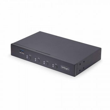 StarTech.com Switch KM USB 4 Puertos con Conmutación por Ratón - Conmutador KM USB 3.0 de Teclado y  P4A20132-KM-SWITCH
