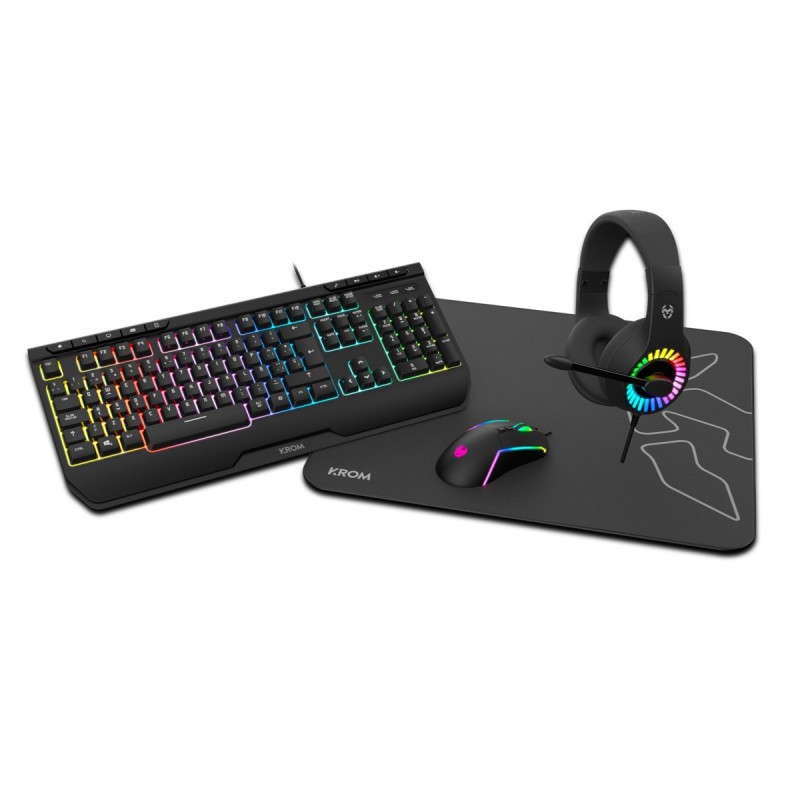(Desprecintado) Pack Gaming Krom kenya - Teclado RGB + Ratón Óptico + Alfombrilla + Auriculares NXKROMKENYA