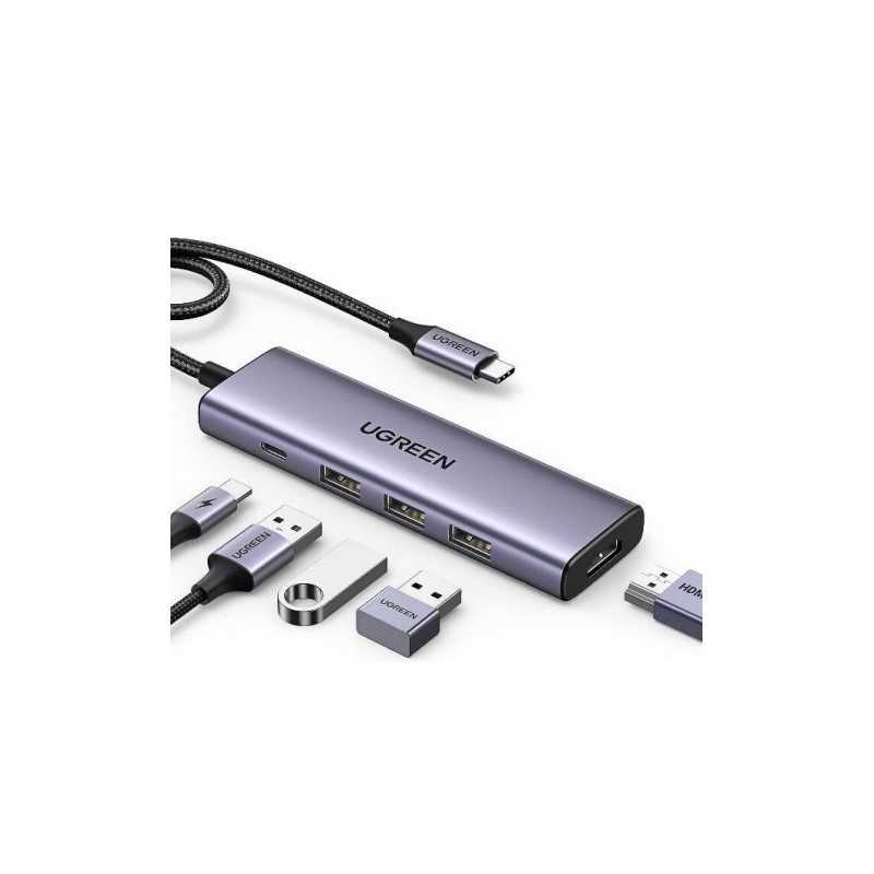 Ugreen 15596 base para portátil y replicador de puertos Alámbrico USB 3.2 Gen 1 (3.1 Gen 1) Type-A + UG15596
