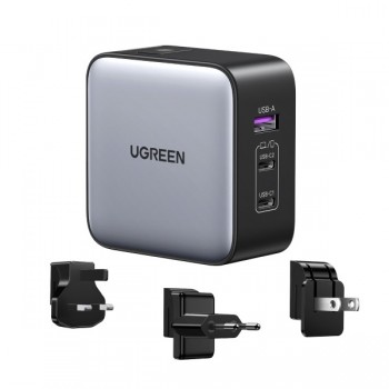 Ugreen 65W Nexode GaN Auriculares, Teléfono móvil, Portátil, Reloj inteligente, Tableta Gris USB Car UG90409